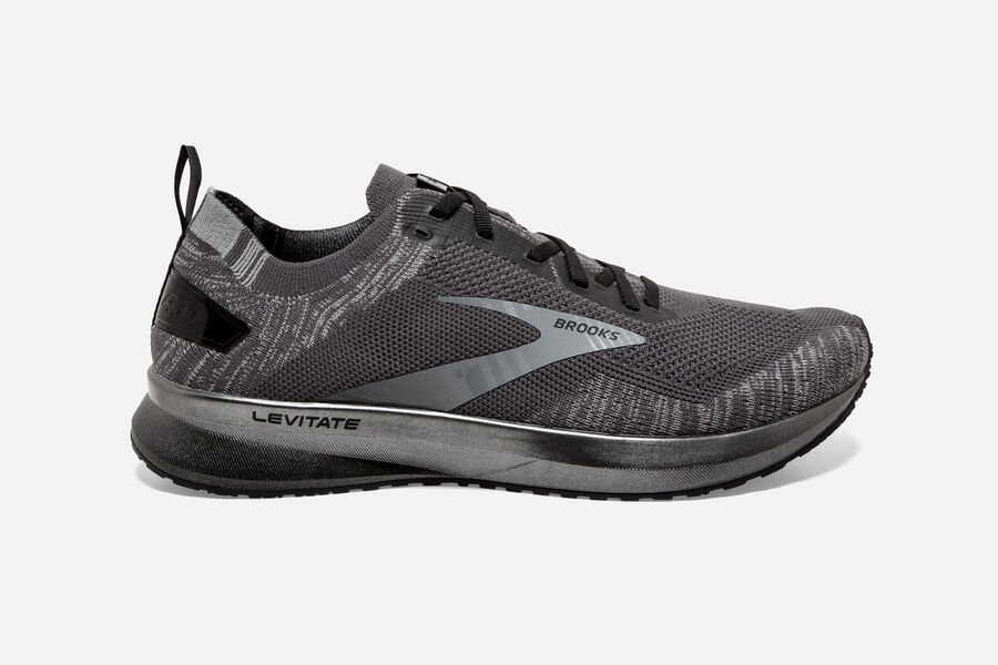 Levitate 4 Road Brooks Running Shoes NZ Mens - Black/Grey - DKZORV-362